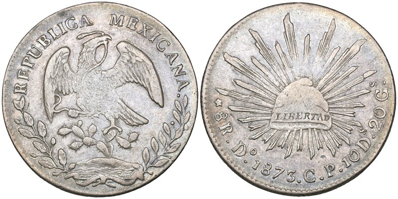 Republic, 8 reales, Durango mint, 1873 CP (DP-Do53), very fine, well toned

Es...