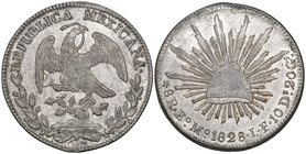 Republic, 8 reales, Estado de Mexico mint, 1828 LF (DP-EoMo01), very light adjustment marks, virtually mint state, lightly toned and with some origina...