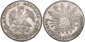 Republic, 8 reales, Estado de Mexico mint, 1829 LF (DP-EoMo02), eagle’s breast a little weak and displaying light adjustment marks, virtually mint sta...