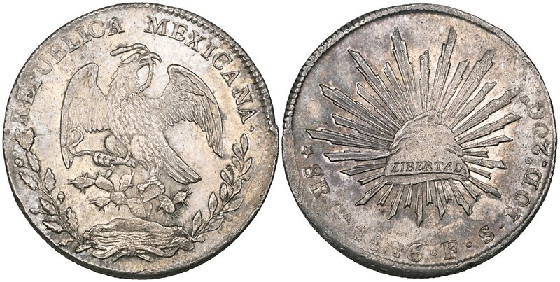 Republic, 8 reales, Guadalajara mint, 1826/5 FS (DP-Ga02a), virtually mint state...