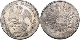 Republic, 8 reales, Guadalajara mint, 1826/5 FS (DP-Ga02a), virtually mint state, rare. Ex Miguel Munoz Collection, Superior, June 1979, lot 3054. Off...