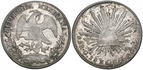 Republic, 8 reales, Guadalajara mint, 1831 FS, normal date (DP-Ga09c), centre weak, very fine to extremely fine, scarce

Estimate: GBP 250 - 350