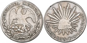 Republic, 8 reales, Guadalajara mint, 1833/2/1 FS/LP (DP-Ga11b), a couple of rim bruises, fine to good fine

Estimate: GBP 60 - 80