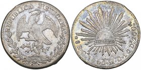 Republic, 8 reales, Guadalajara mint, 1840 MC, normal date (DP-Ga20b), several edge bumps and scratches, otherwise extremely fine and blue toned. Ex D...
