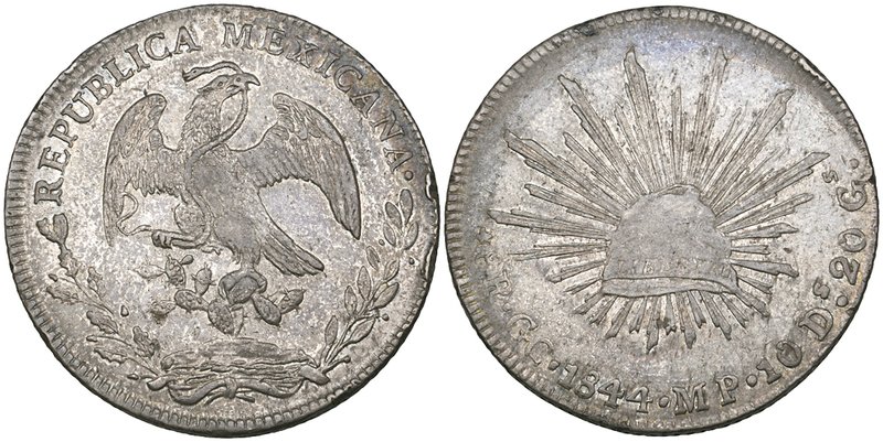 Republic, 8 reales, Guadalupe y Calvo mint, 1844 MP, normal legends (DP-GC01a), ...