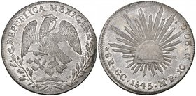 Republic, 8 reales, Guadalupe y Calvo mint, 1845 MP, first die style of 1845-46, with small cap and square-tailed eagle (DP-GC02a), tiny oxide patch a...