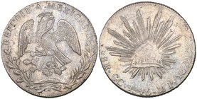 Republic, 8 reales, Guadalupe y Calvo mint, 1845 MP, first die style of 1845-46, with small cap and square-tailed eagle, another similar (DP-GC02a), s...