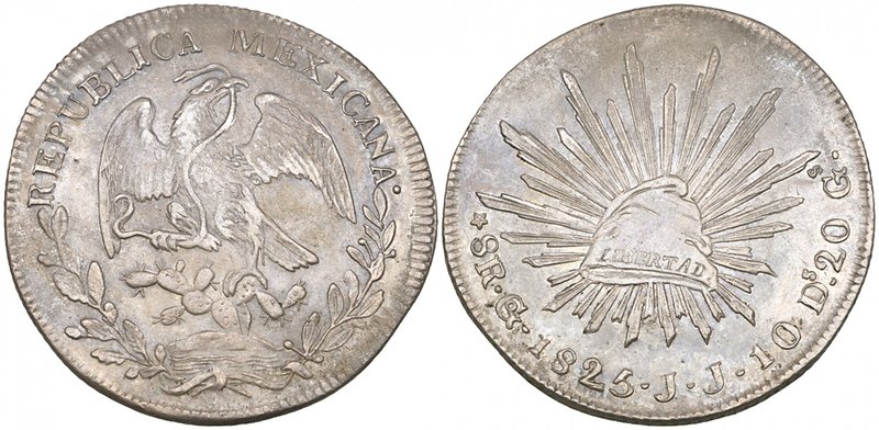 Republic, Facing Eagle Coinage, 8 reales, Guanajuato mint, 1825 JJ, normal mintm...