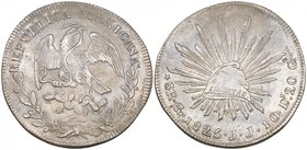 Republic, Facing Eagle Coinage, 8 reales, Guanajuato mint, 1825 JJ, normal mintmark, large J’s (DP-Go02b), good very fine, on a broad and slightly mis...