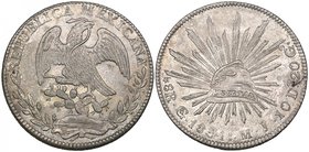 Republic, 8 reales, Guanajuato mint, 1831 MJ (2), each with straight J, the first a variety with 2 stars and 1 stop after date, second with three stop...