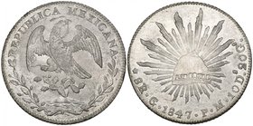 Republic, 8 reales, Guanajuato mint (2), 1847 PM wide date (DP-Go30), mint state and 1848/7 PM (DP-Go31a), a few surface marks, extremely fine, the ov...