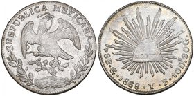 Republic, 8 reales, Guanajuato mint, 1868 YF, 6 of date over 5 (DP-Go50a), slightly weak at centre, mint state and well toned

Estimate: GBP 80 - 12...