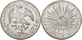 Republic, 8 reales, Guanajuato mint, 1870 FR/YF (2), from different dies (DP-Go52b), both mint state, scarce (2). On one coin the F/Y is clear while i...
