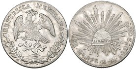 Republic, 8 reales, Guanajuato mint (3), 1878 SM/FR (DP-Go59b), a few scuffs, almost mint state, 1870 FR, with small S countermark on cap, only about ...