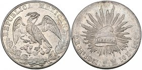 Republic, 8 reales, Hermosillo mint, 1861 FM, Sonora cap and eagle, first type with date reading ‘186I’ and wide ‘H’ in mintmark, struck in coinage al...