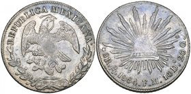 Republic, 8 reales, Hermosillo mint, 1864 FM, wide H in mintmark (DP-Ho04a), centres weakly struck, very fine to good very fine, very rare. Ex Jess Pe...