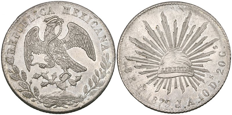 Republic, 8 reales (5), a group of later Hermosillo mint coins in choice conditi...