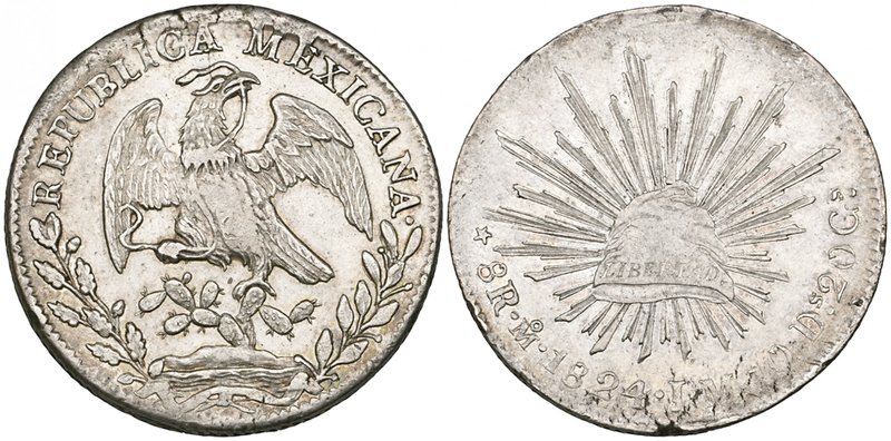 Republic, 8 reales, Mexico City mint, 1824 JM, 26.95g (DP-Mo03), on a flan with ...