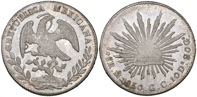 Republic, 8 reales, Mexico City mint, 1850/40 GC, 5 of date over 4 (DP-35a), som...