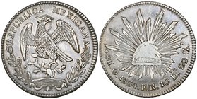 Republic, 8 reales, Oaxaca mint (3), all 1864 FR, broadly similar but from different dies and of markedly differing die styles (all DP-Oa13), extremel...