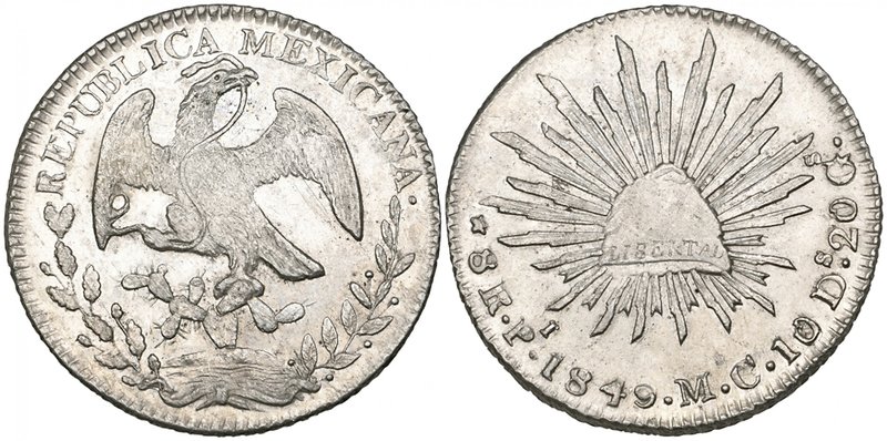 Republic, 8 reales, San Luis Potosí mint, 1849 MC (DP-Pi28), a few bagmarks, bri...