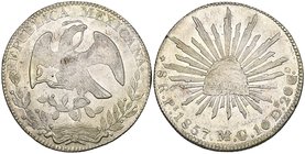 Republic, 8 reales, San Luis Potosí mint, 1857 MC, new die style (DP-Pi36), a few light marks, extremely fine or better, rare

Estimate: GBP 400 - 6...