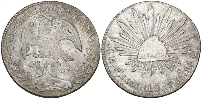 Republic, 8 reales, San Luis Potosí mint, 1858 MC/PS, die style of 1857-63 (DP-P...