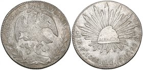 Republic, 8 reales, San Luis Potosí mint, 1858 MC/PS, die style of 1857-63 (DP-Pi39a), unworn, probably from a hoard and with numerous light surface s...