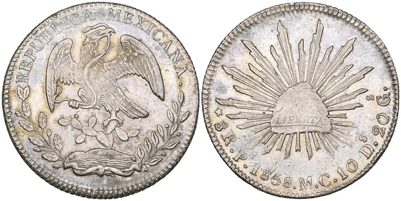 Republic, 8 reales, San Luis Potosí mint, 1858 MC (DP-Pi39b), a few bagmarks, go...