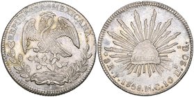Republic, 8 reales, San Luis Potosí mint, 1858 MC (DP-Pi39b), a few bagmarks, good extremely fine, lightly toned

Estimate: GBP 150 - 200
