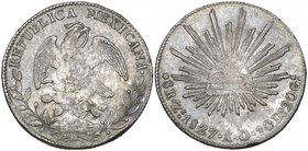 Republic, 8 reales, Zacatecas mint, 1827 AO/AZ (DP-Zs05), centre weak, scratched and with an edge fault, fine

Estimate: GBP 40 - 60