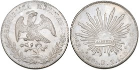 Republic, 8 reales, Zacatecas mint, 1891 FZ (DP-Zs77), mint state. Offered in a NGC holder graded MS 64

Estimate: GBP 400 - 600
