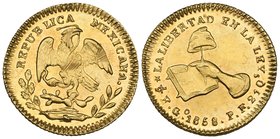 Republic, half-escudo, Guanajuato mint, 1858/7 PF, adjustment marks on eagle’s breast, brilliant mint state

Estimate: GBP 250 - 300