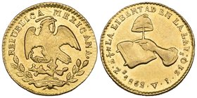 Republic, half-escudo, Zacatecas mint, 1862/1 VL (DP-Mo01), good very fine to extremely fine

Estimate: GBP 100 - 150