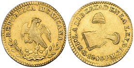 Republic, 1 escudo, Guanajuato mint, 1845 PM, very fine. Ex A.N.A. auction, Superior, Aug. 1975, lot 2215.

Estimate: GBP 80 - 120