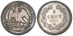 Empire of Maximilian, 5 centavos, San Luis Potosí mint, 1864 P, weakly struck at reverse centre, virtually mint state and toned, rare. Offered in a NG...