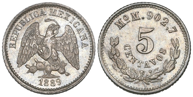 Decimal Coinage, 5 centavos (9), all Mexico City mint, 1889 M (2), 1890 M, 1891 ...