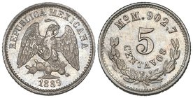 Decimal Coinage, 5 centavos (9), all Mexico City mint, 1889 M (2), 1890 M, 1891 M, 1892 M, 1893 M, 1895 M, 1896 B, 1897 M one or two withy minor fault...