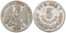 Decimal Coinage, 5 centavos, San Luis Potosí mint, 1869 S, 1.34g (KM 397.1), good very fine, very rare

Estimate: GBP 150 - 250