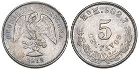 Decimal Coinage, 5 centavos (8), Mexico City mint, 1898 M, 1899 M, 1900/800 M, 1901 M, 1902 M, 1903 M, 1904 M, 1905 M, good extremely fine to mint sta...