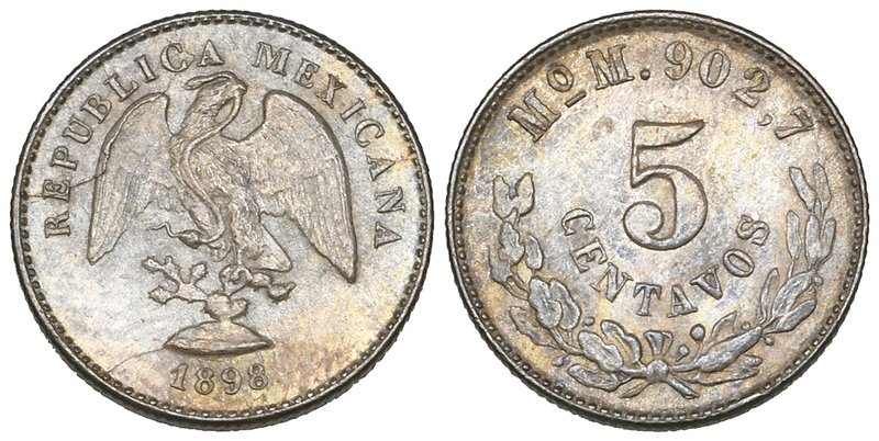 Decimal Coinage, 5 centavos (5), Mexico City mint (3), 1898 M, 1905 M (2), and t...