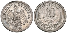 Decimal Coinage, 10 centavos (6), all Chihuahua mint, 1890/80 M (2), one with a rim flaw probably associated with unusual 90° die axis, this mint stat...