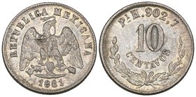 Decimal Coinage, 10 centavos, San Luis Potosí mint, 1881 H, 2.65g, small metal flaw (lamination) on eagle’s wing, good very fine, rare

Estimate: GB...