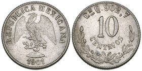 Decimal Coinage, 10 centavos (4), restyled type, Culiacán mint, 1901 Q, 1902 Q, 1903 Q and Mexico City mint, 1899 M, generally mint state (4)

Estim...