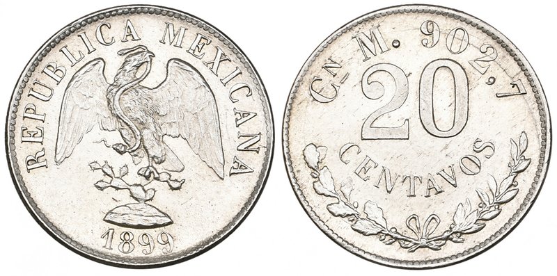 Decimal Coinage, 20 centavos, Culiacán mint, 1899 M, mint state

Estimate: GBP...