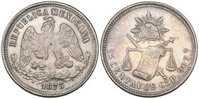 Decimal Coinage, 25 centavos (4), Culiacán mint, 1873 P, crudely struck and with a tiny punch- or chopmark on eagle’s breast, about fine, 1886 M, abou...