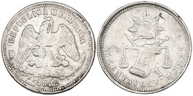 Decimal Coinage, 25 centavos, Culiacán mint, 1882 M, crudely struck, with various scratches and marks, only fair or very good, very rare

Estimate: ...