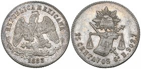 Decimal Coinage, 25 centavos, Guadalajara mint, 1883/2 B/S, virtually mint state and toned, scarce

Estimate: GBP 150 - 250