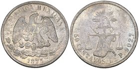 Decimal Coinage, 50 centavos (3), all Culiacán mint, 1873 P, only about fine but clear, 1882 G, scratched below date and in reverse field, very fine a...