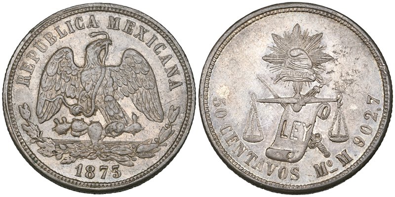 Decimal Coinage, 50 centavos (5), all Mexico City mint, 1873 M, 1874/2 B/M, 1877...